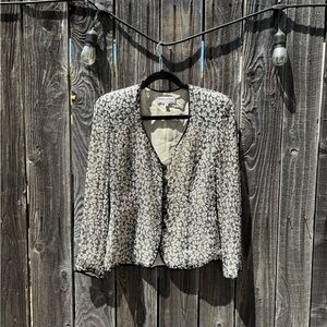 Giorgio Armani Collezioni Black and Cream Colored Blazer Sparkly Sequins sz 40/6